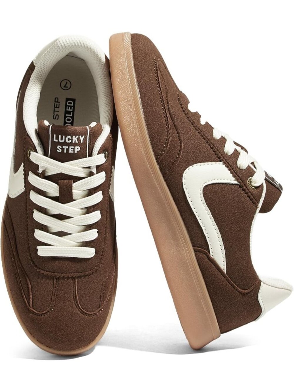 Women's Brown Classic Fashion Casual Skate No Slip Lace Up Walking Sneaker Shoes